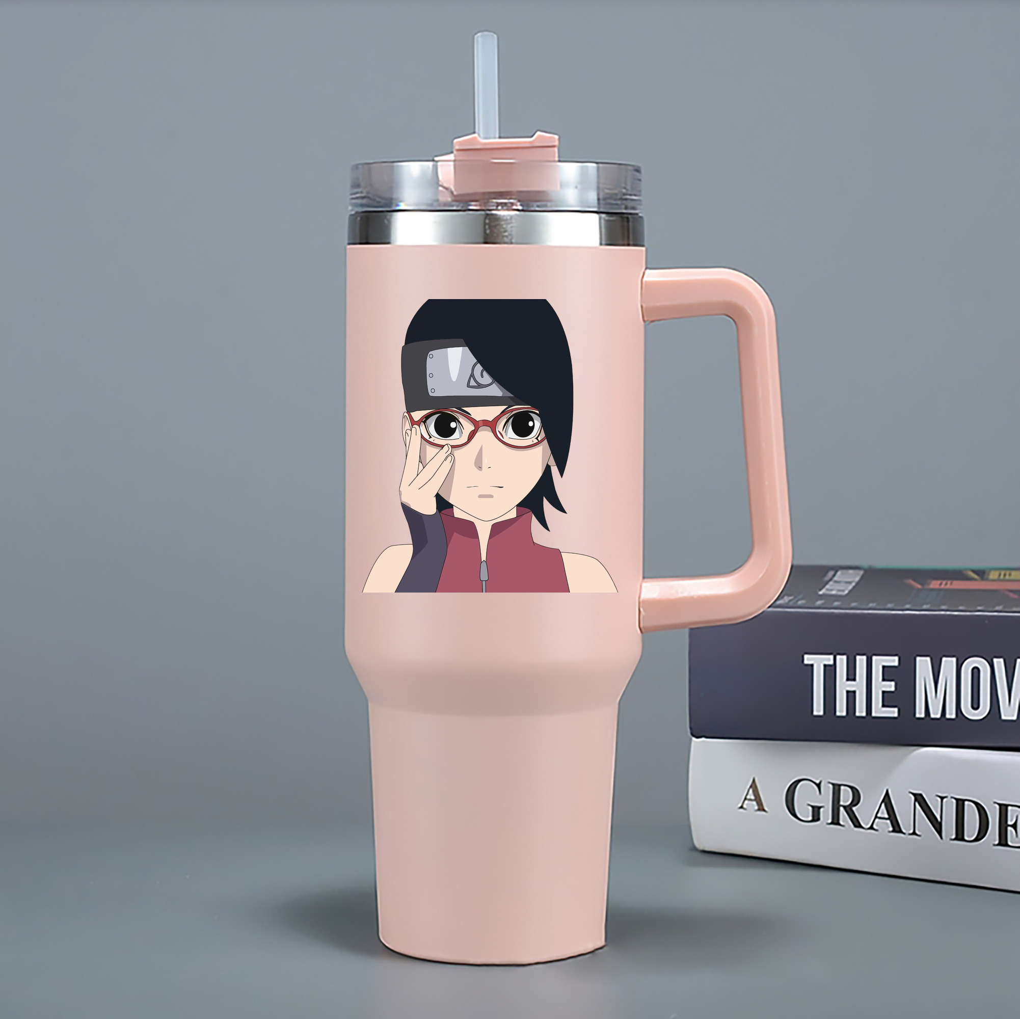 （画像用） NARUTO -ナルト- うちは サラダ Uchiha Sarada 1200mL車用タンブラー - クリスタルステッカー（プラスチックストロー付き）
